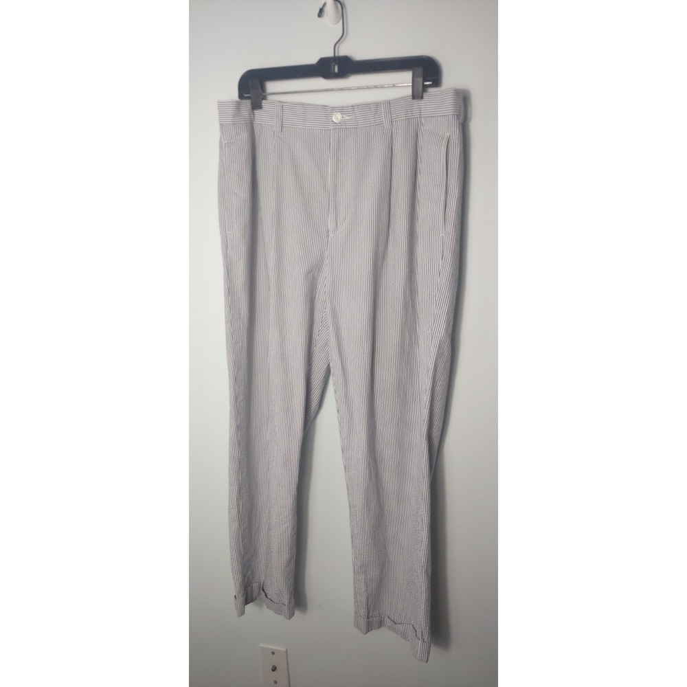 Brooks Brothers Men's Slim Fit Seersucker Coastal Pants Blue White Striped 36X30